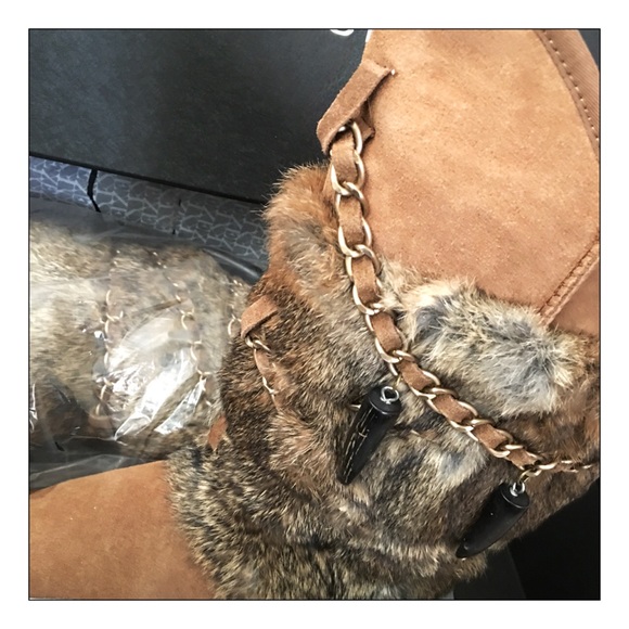 Australia Luxe Chestnut Rabbit Fur Tall Boots - Picture 6 of 7